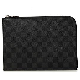 Louis Vuitton Damier Graphite Pochette Jour PM Clutch Bag Marrom