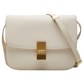 Céline Celine Classic Box Medium Crossbody Shoulder Bag White
