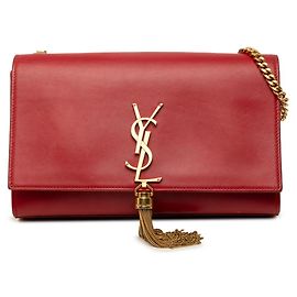 Autre Marque Borsa a tracolla Saint Laurent YSL Logo Kate con nappa e catena Rosso D'oro