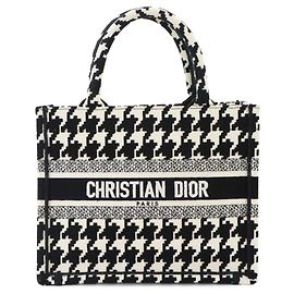 Christian Dior Book Tote Small Handbag Black White