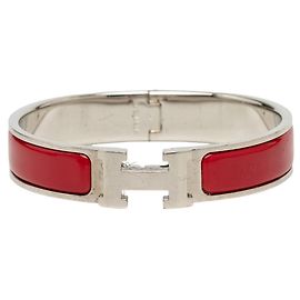 Hermès Hermes Click H PM Armband Silber Rot