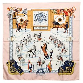 Hermès Lenço Hermes Carre 90 Royal Andalusian Equestrian School Rosa Multicor