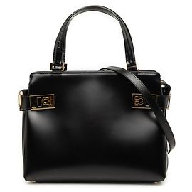 Salvatore Ferragamo Black Leather Gancini Handbag Black