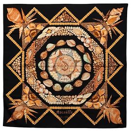Hermès Hermes Carre 90 Rocaille Seashell Schal Schwarz Mehrfarben