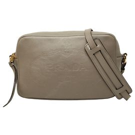 Prada Triangle Logo Plate Crossbody Shoulder Bag Brown