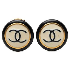 Chanel Vintage Coco Mark Ohrringe Schwarz Roh