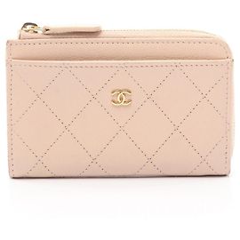 Tarjetero de piel rosa Chanel Rosa