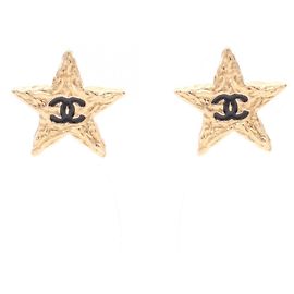 Chanel Coco Mark Star B24P Earrings Black Golden