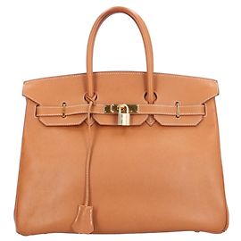 Hermès Bolsa Hermes Birkin 35 em couro Togo marrom Marrom Dourado