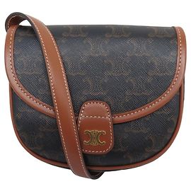 Céline NEW CELINE MINI BESACE TRIOMPHE CANVAS HANDBAG 196702 SHOULDER BAG Brown