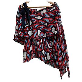 Blusa Off-Shoulder Trasparente Stampata PINKO Rosso