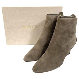 JIMMY CHOO BILLIE 65 Suede Short Boots Brown Grey