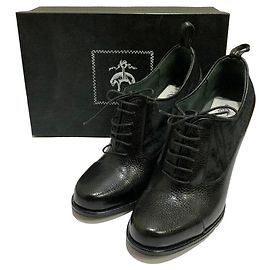 Autre Marque Brooks Brothers Leather Lace-up Booties Black
