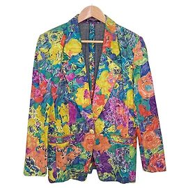 LEONARD Flower Print Silk Denim Jacket Multiple colors