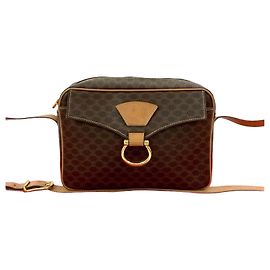 Céline Celine Macadam Schultertasche aus Leder Braun
