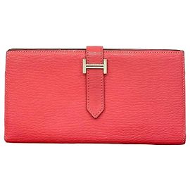 Portafoglio lungo Hermès Béarn Soufflet Chevre Rosa Altro