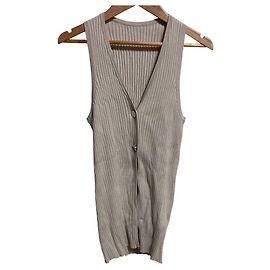 Autre Marque Gilet en maille côtelée Diagram Beige