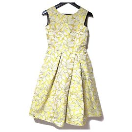 Autre Marque Robe en jacquard floral Carolina Herrera Jaune