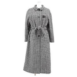 Miu Miu Mantel aus Schurwolle mit Hahnentritt-Muster Schwarz Andere