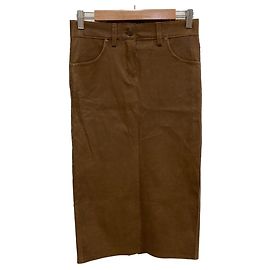 Autre Marque Jupe crayon en cuir d'agneau Deuxieme Classe Marron