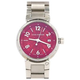 Louis Vuitton Tambour Stainless Steel Watch Red