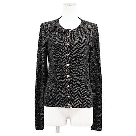 Dolce & Gabbana Cardigan en maille de laine Dolce&Gabbana Noir Blanc