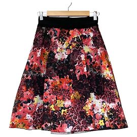 LANVIN en Bleu Rock mit Blumenprint Schwarz Rot
