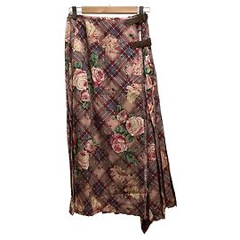 Autre Marque Falda plisada de cuadros con estampado Flower Wonderful World Rosa