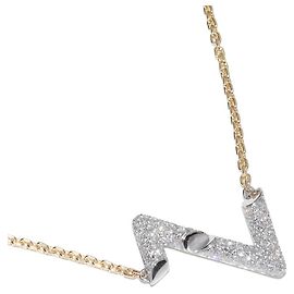 Collar Louis Vuitton LV Volt Upside Down K18WG K18YG Diamantes Dorado