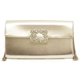 Clutch Roger Vivier Efflorescence em cetim e couro Dourado