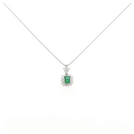 Autre Marque Collier Émeraude et Diamant Pt900 Pt850 Vert