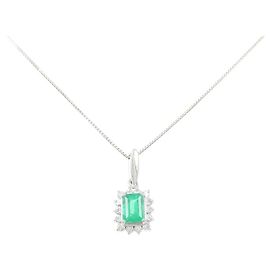 Autre Marque Collier Émeraude et Diamant Pt900 Pt850 Vert