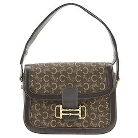 Céline Sac à main Celine Vintage Canvas Calf Marron
