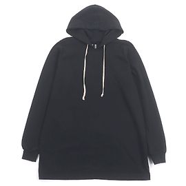 Rick Owens Long Pullover Hoodie Cotton Hoodie Schwarz