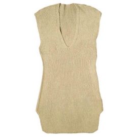 Autre Marque Mame Kurogouchi Strickweste aus waschbarem Leinen Braun