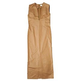 Autre Marque Mame Kurogouchi langes Sweatshirt-Kleid mit tiefem Ausschnitt aus Polyester Braun