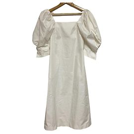 Autre Marque Cygne Kleid mit Puffärmeln Weiß