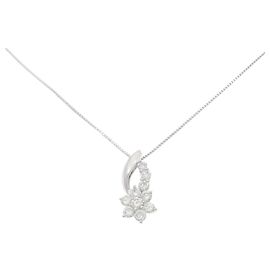 Autre Marque Collana Pt900 Fiore Diamante Argento