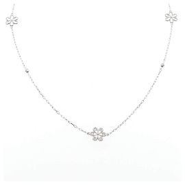 Autre Marque Pt900/Pt850 Platinum Diamond Necklace Silvery