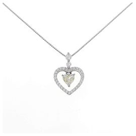Autre Marque Collana Cuore in Platino e Diamanti Argento
