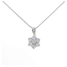 Autre Marque Platinum Diamond Flower Necklace Silvery