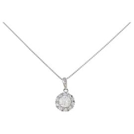 Autre Marque Platin-Diamant-Halskette Silber