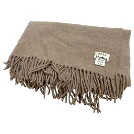 Acne Studios Wool Fringe Scarf Beige Other