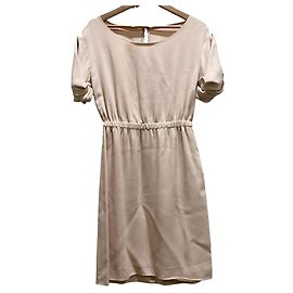 Robe en crêpe à manches courtes Miu Miu Beige