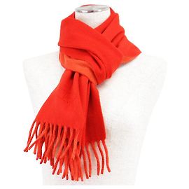 Hermès H Logo Cashmere Double Face Scarf Red Orange