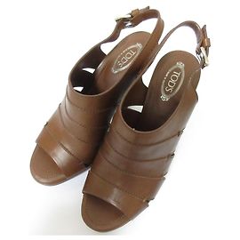 Sandales à talons en cuir marron Tod's Marron