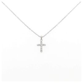 Autre Marque Pt900/Pt850 Diamond Necklace Silvery