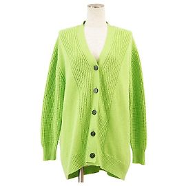 Cardigã de malha de cashmere e algodão Hermès Crew de Selle 34 Verde Verde claro