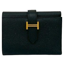 Carteira Hermès Béarn Epsom Trifold Preto