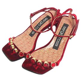 Autre Marque Sandales en velours Bijou de Sergio Rossi Rouge